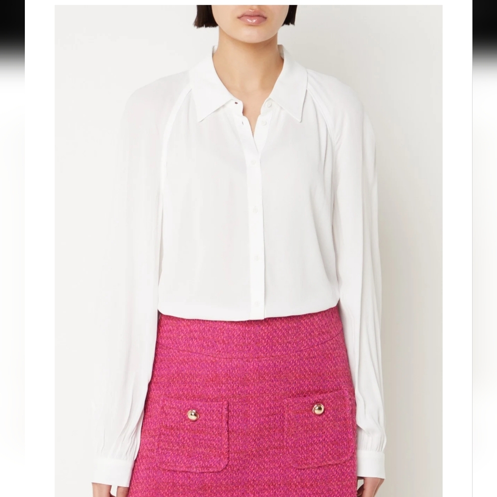 ba&sh White Long-Sleeve Button Front Blouse